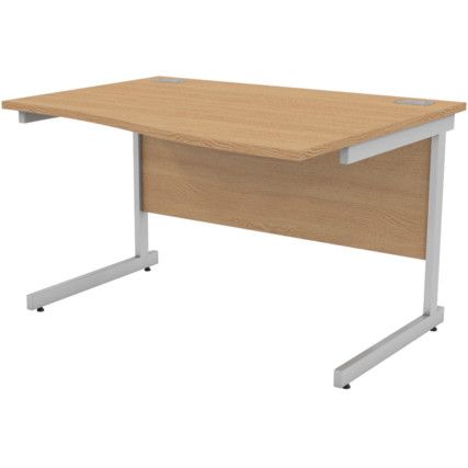 1200mm Wave Right Hand Cantilever Desk Silver/Light Oak