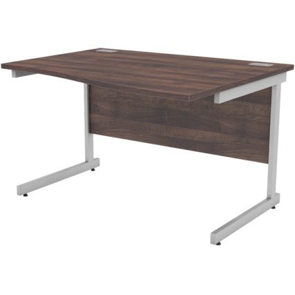 1200mm Wave Right Hand Cantilever Desk Silver/Walnut