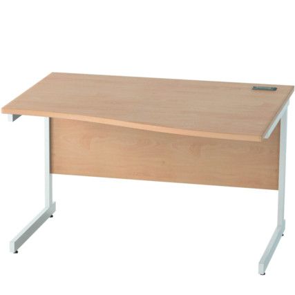 1200mm Right Hand Wave Cantilever Desk White/Beech