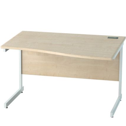 1200mm Right Hand Wave Cantilever Desk White/Maple