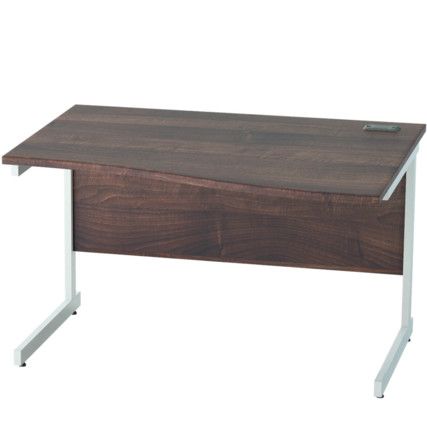 1200mm Right Hand Wave Cantilever Desk White/Walnut