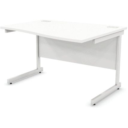 1200mm Right Hand Wave Cantilever Desk White/White