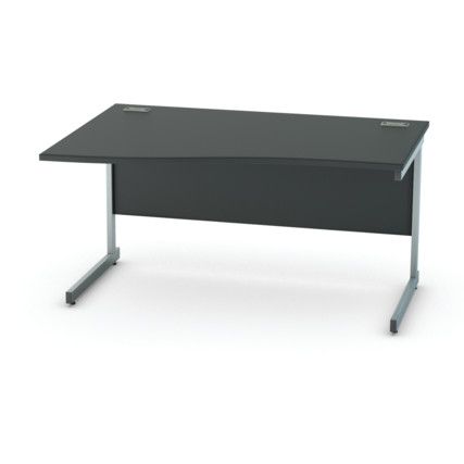 1400mm Wave Left Hand Cantilever Desk Silver/Black