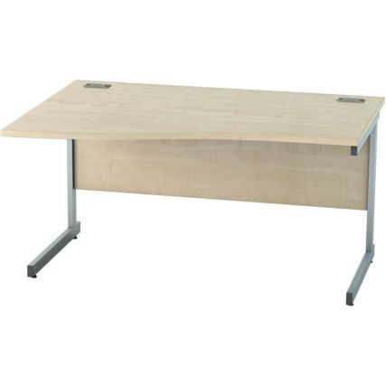 1400mm Wave Left Hand Cantilever Desk Silver/Maple