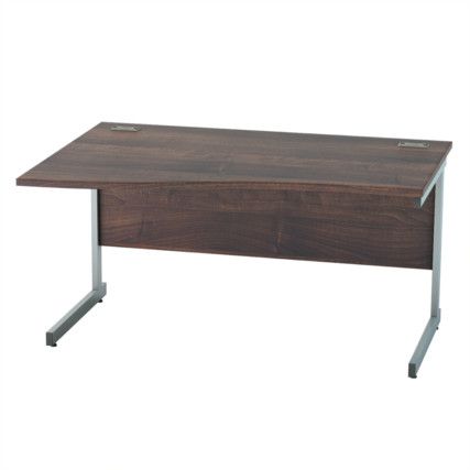 1400mm Wave Left Hand Cantilever Desk Silver/Walnut