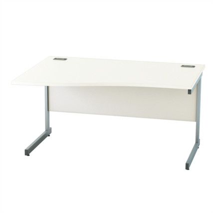 1400mm Wave Left Hand Cantilever Desk Silver/White