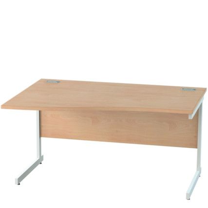 1400mm Left Hand Wave Cantilever Desk White/Beech