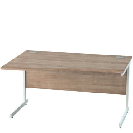 1400mm Left Hand Wave Cantilever Desk White/Birch