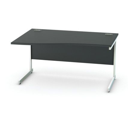 1400mm Left Hand Wave Cantilever Desk White/Black