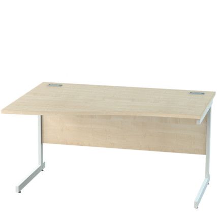 1400mm Left Hand Wave Cantilever Desk White/Maple