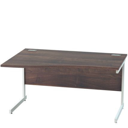 1400mm Left Hand Wave Cantilever Desk White/Walnut