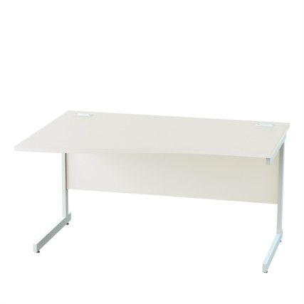 1400mm Left Hand Wave Cantilever Desk White/White