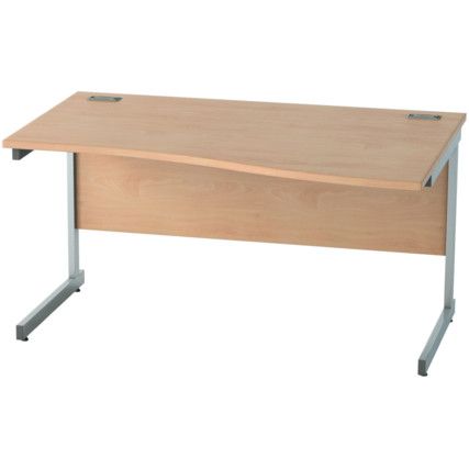 1400mm Wave Right Hand Cantilever Desk Silver/Beech