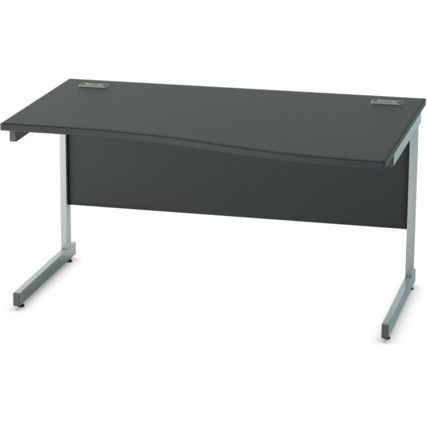 1400mm Wave Right Hand Cantilever Desk Silver/Black