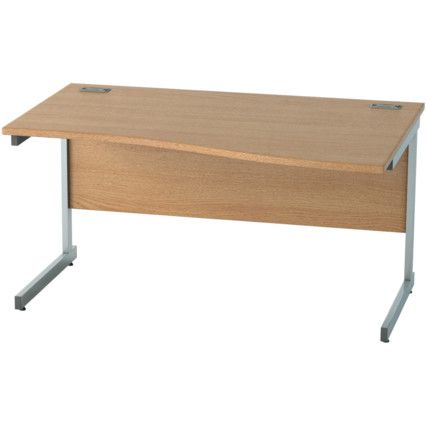 1400mm Wave Right Hand Cantilever Desk Silver/Light Oak