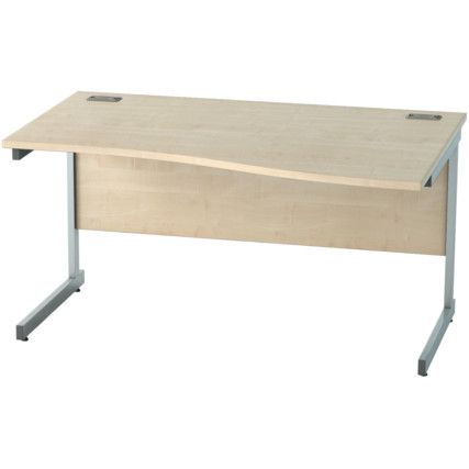 1400mm Wave Right Hand Cantilever Desk Silver/Maple