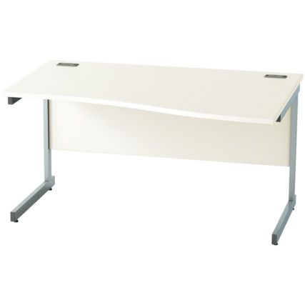 1400mm Wave Right Hand Cantilever Desk Silver/White