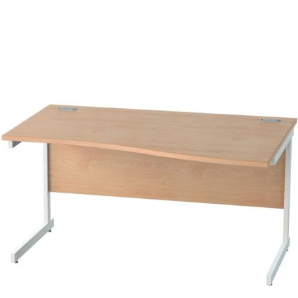 1400mm Right Hand Wave Cantilever Desk White/Beech