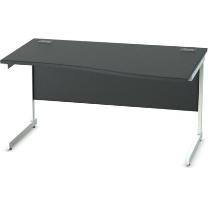 1400mm Right Hand Wave Cantilever Desk White/Black