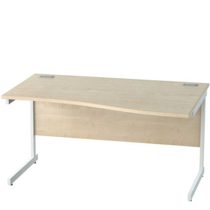 1400mm Right Hand Wave Cantilever Desk White/Maple