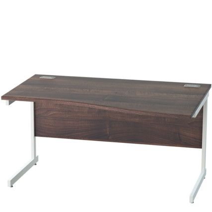 1400mm Right Hand Wave Cantilever Desk White/Walnut