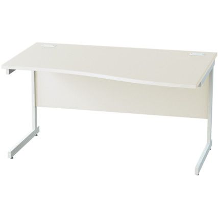 1400mm Right Hand Wave Cantilever Desk White/White