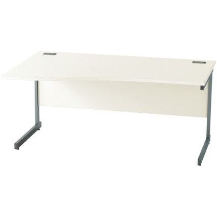 1600mm Wave Left Hand Cantilever Desk Grey/White