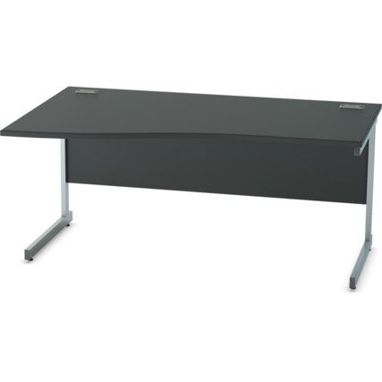 1600mm Wave Left Hand Cantilever Desk Silver/Black