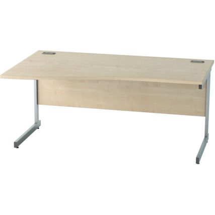 1600mm Wave Left Hand Cantilever Desk Silver/Maple