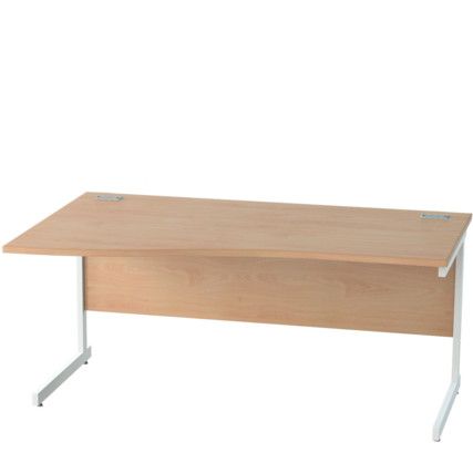 1600mm Left Hand Wave Cantilever Desk White/Beech