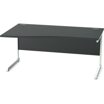 1600mm Left Hand Wave Cantilever Desk White/Black