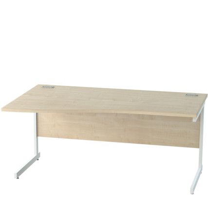 1600mm Left Hand Wave Cantilever Desk White/Maple