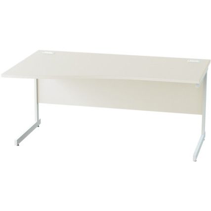 1600mm Left Hand Wave Cantilever Desk White/White