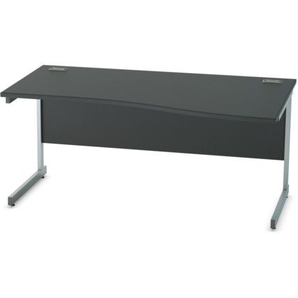 1600mm Wave Right Hand Cantilever Desk Silver/Black