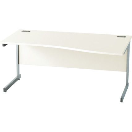 1600mm Wave Right Hand Cantilever Desk Silver/White