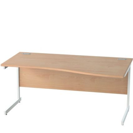 1600mm Right Hand Wave Cantilever Desk White/Beech