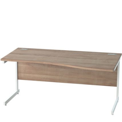 1600mm Right Hand Wave Cantilever Desk White/Birch