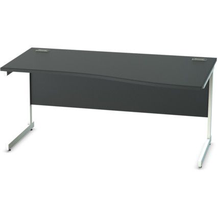 1600mm Right Hand Wave Cantilever Desk White/Black