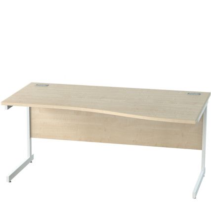 1600mm Right Hand Wave Cantilever Desk White/Maple