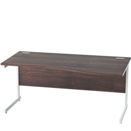 1600mm Right Hand Wave Cantilever Desk White/Walnut