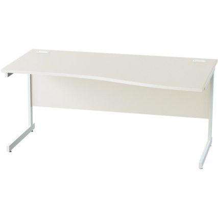 1600mm Right Hand Wave Cantilever Desk White/White