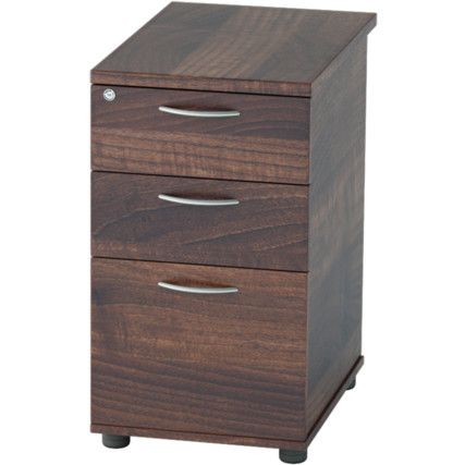 Satellite Desk High Pedestal 600mm Three Drawer Walnut