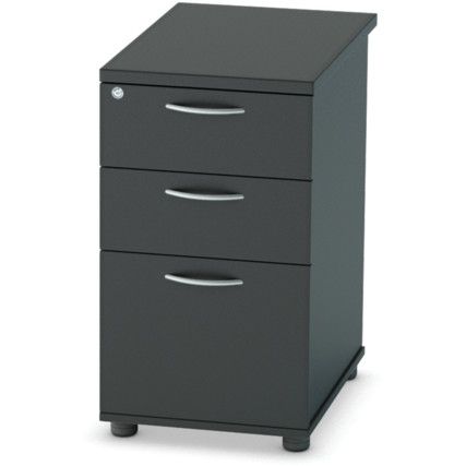 Satellite Desk High Pedestal 600mm Three Drawer Black