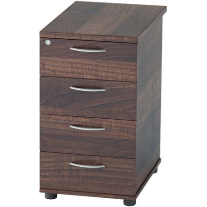 Satellite Desk High Pedestal 600mm Four Drawer Walnut