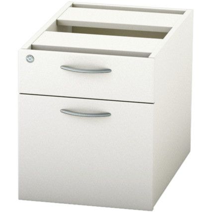 Satellite Fixed Pedestal 585mm Two Drawer White