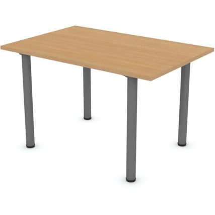 Rect Table 1200mm Round Legs Iron Grey/Light Oak