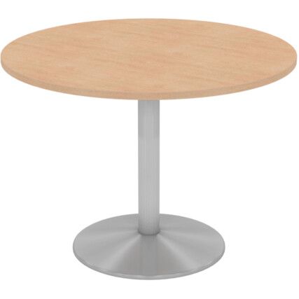 Round Table 1000mm Column Silver/Beech