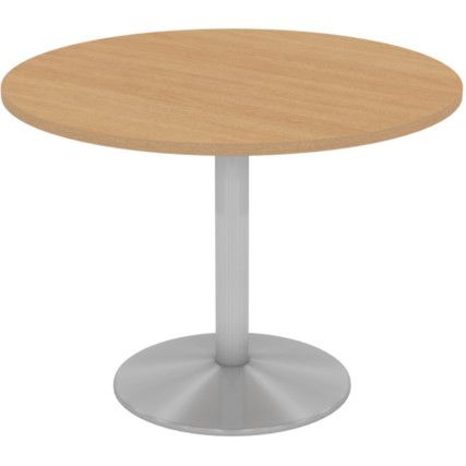 Round Table 1000mm Column Silver/Light Oak