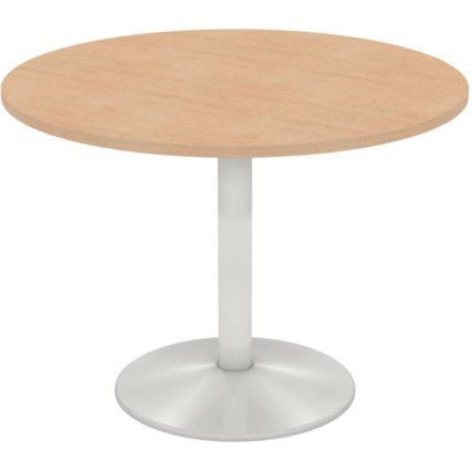 Round Table 1000mm Column White/Beech