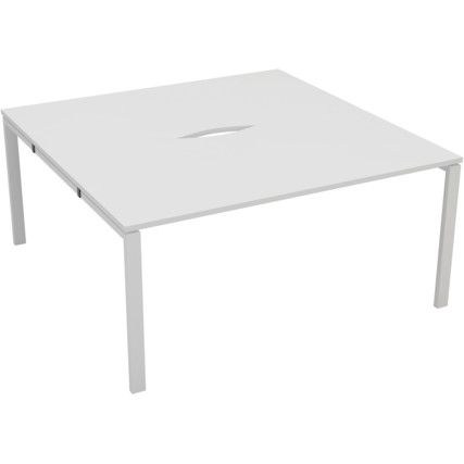 2 PERSON DOUBLE BENCH DESK 1200x800mm EACH - WHITE/WHITE